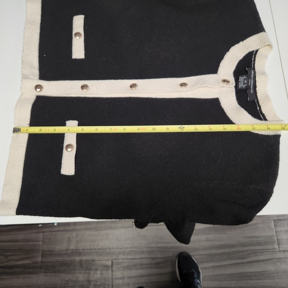 French Connection Vhari Contrast Trim Black Cream Cardigan Sweater Womens M - Picture 11 of 11